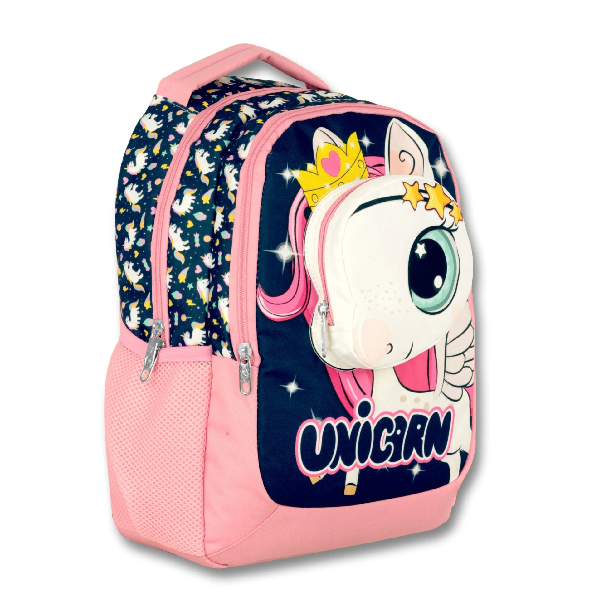 4118-yan Ümit Çanta Cennec 3D Unicorn Kız Çocuk Üçlü İlkokul Çanta Seti - Görsel 3