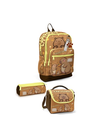 coral high kids capibara desenli 3’lü okul Çanta seti