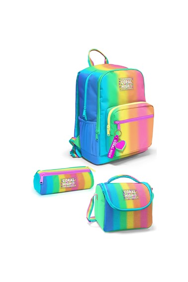 coral high kids renkli Çizgili 3 lü okul Çanta seti