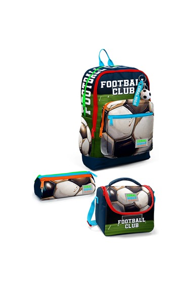 coral high kids lacivert futbol desenli 3’lü okul Çanta seti