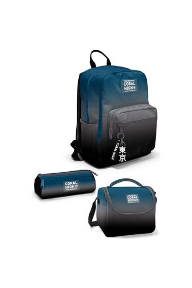 coral high nefti gri renk geçişli 3’lü okul Çanta seti